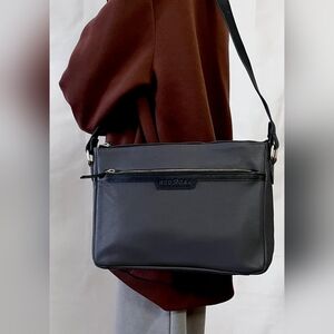 Gray Leather Shoulder Bag